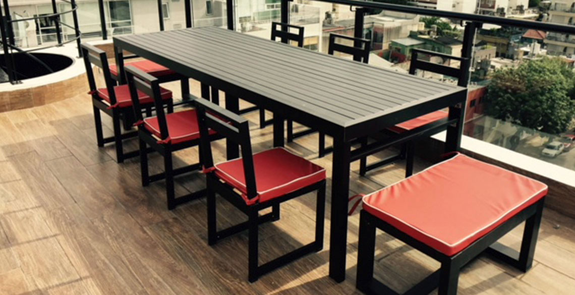 Nordeco, muebles para exterior de aluminio anodizado